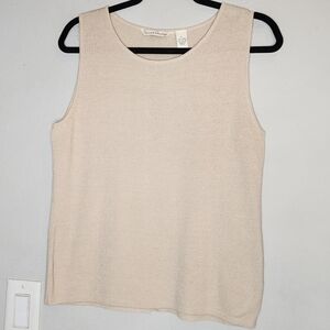 French Laundry Linen Blend Beige Tank Top Sleeveless Shirt Size Large
